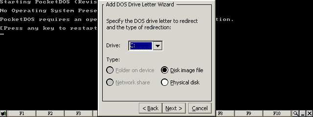 Select Disk image file for the C: drive letter
