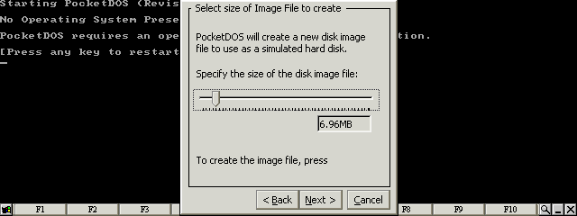 Set the size of the image file to at least 6.96Mb