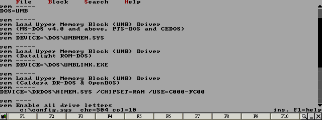 Remove the &apos;rem&apos; from the beginning of the line and change the path from DOS to DRDOS