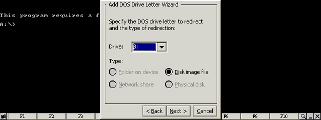 Select Disk image file for the B: drive letter