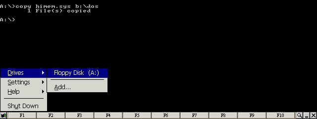 Select the Floppy Disk (A:) item from the Drives menu