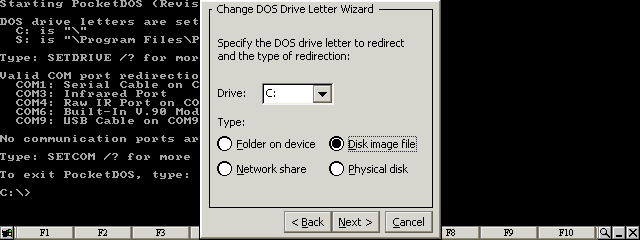 Select Disk image file for the C: drive letter