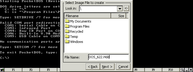 nter a file name for the disk image and then press the Next button