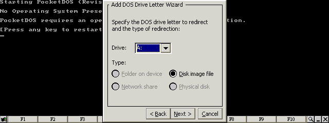 Select Disk image file for the A: drive letter