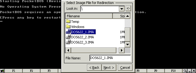 Select the first MS-DOS disk image