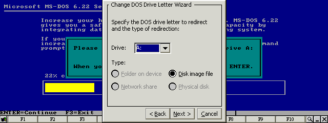 Select Disk image file for the A: drive letter