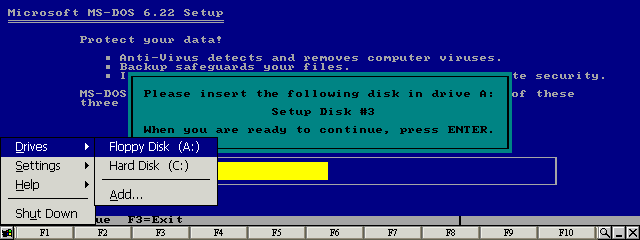 Select Floppy Disk (A:) from the Drives  menu