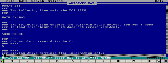 Change the line to read: PATH C:\DOS