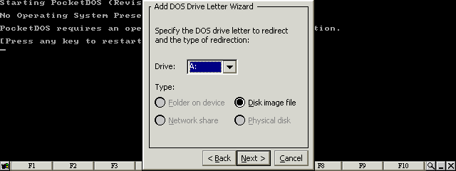 Select Disk image file for the A: drive letter