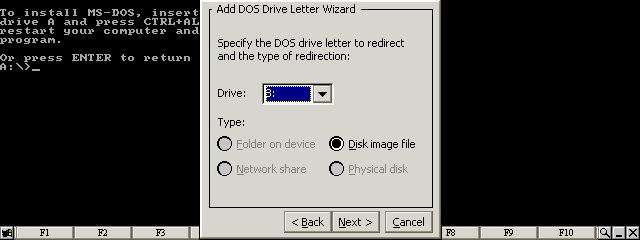 Select Disk image file for the B: drive letter