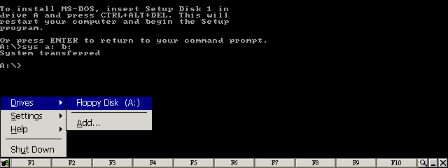 Select the Floppy Disk (A:) item from the Drives menu