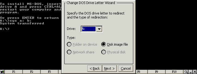 Select Disk image file for the A: drive letter